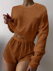 Ribbed Crop Top & Shorts Pajama Set