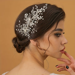 Bridal Crystal Pearl Hair Pin Tiara Rhinestone Head Piece Wedding Accessories