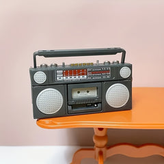 Mini Dollhouse Cassette Recorder Toy Gray Rubber with Accents 26cm H