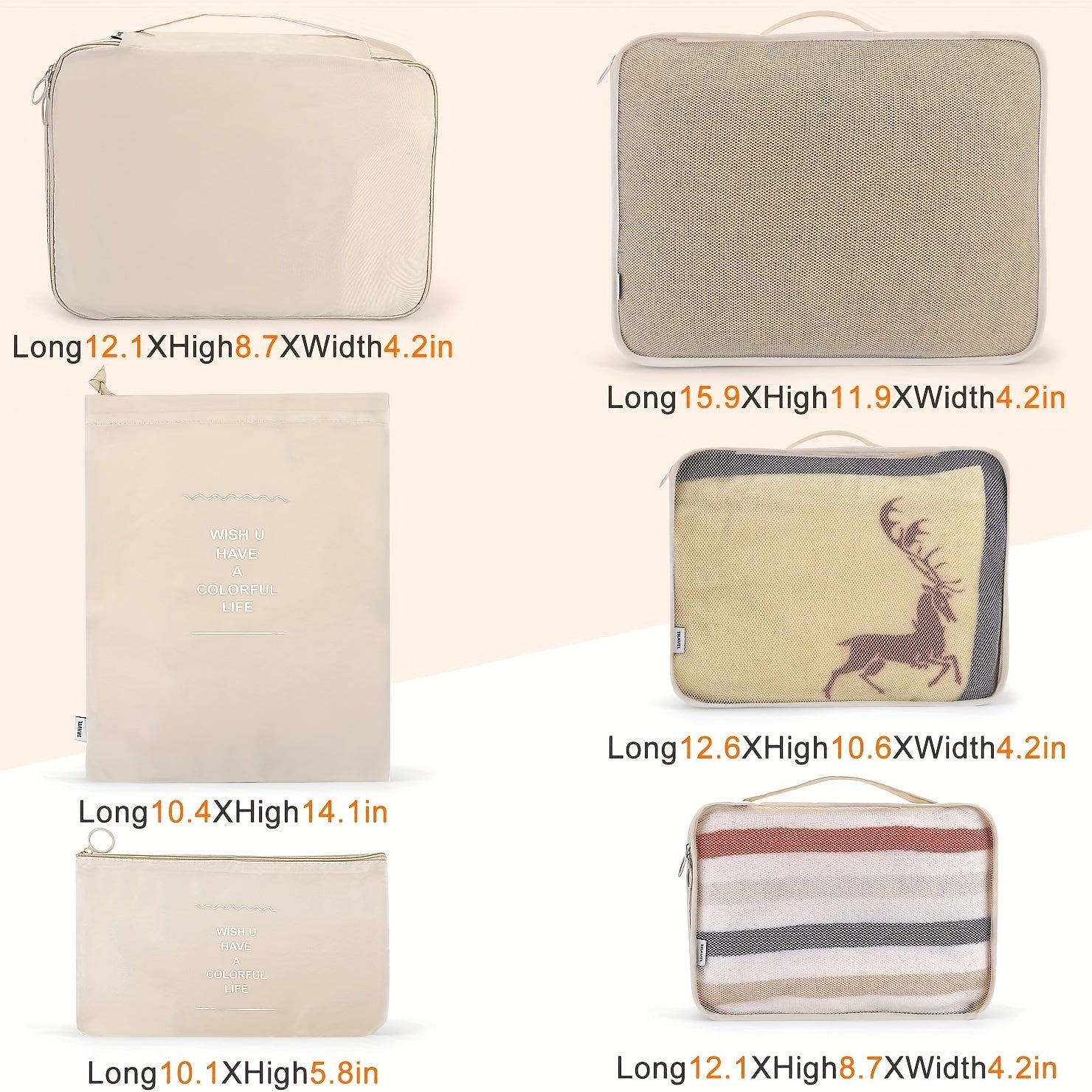 6 Pcs Travel Storage Bag Dustproof Lightweight Foldable Versatile Outdoor Bag