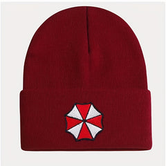 Protective Umbrella Embroidery Knit Hat for Winter