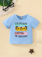 Toddler Baby Girls Resort Style Print Tee Top Short Sleeve Blouse