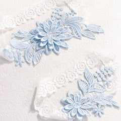 2pcs Lace Floral Stretch Leg Garter Set Bridal Accessories