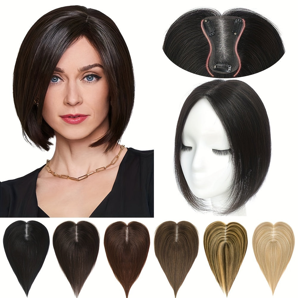 Human Hair Topper for Women, Clip-in Hair Extension, 100% Human Hair Toupee