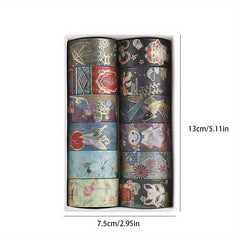 12pcs 2m Japanese Washi Paper Tape Decor Set Bronzing DIY Tape