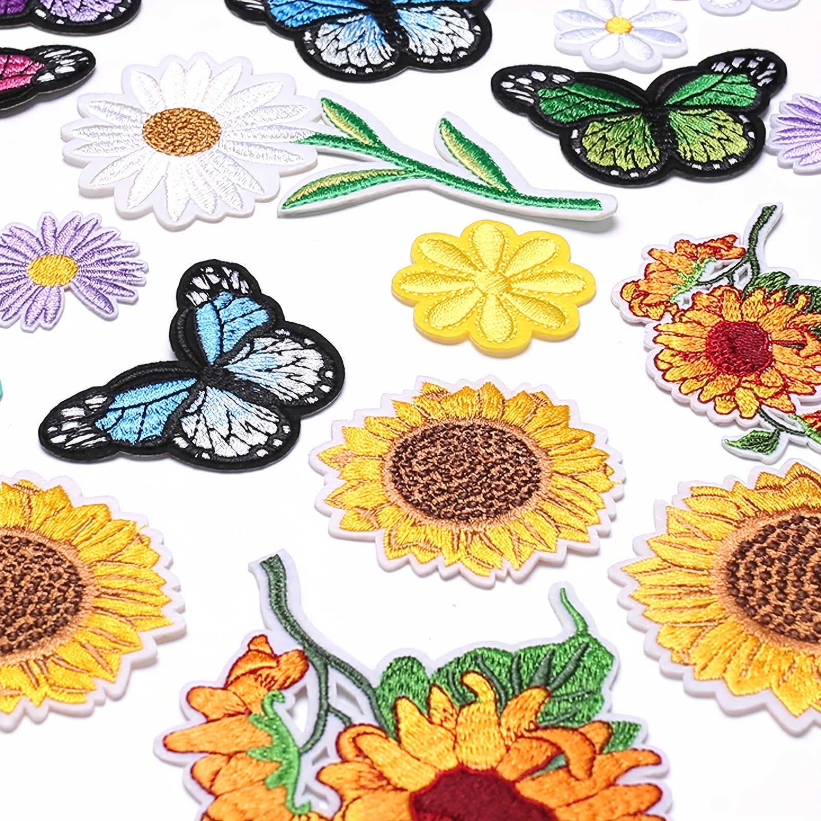 Sunflowers Butterfly Daisy Flower Iron On Patches Set