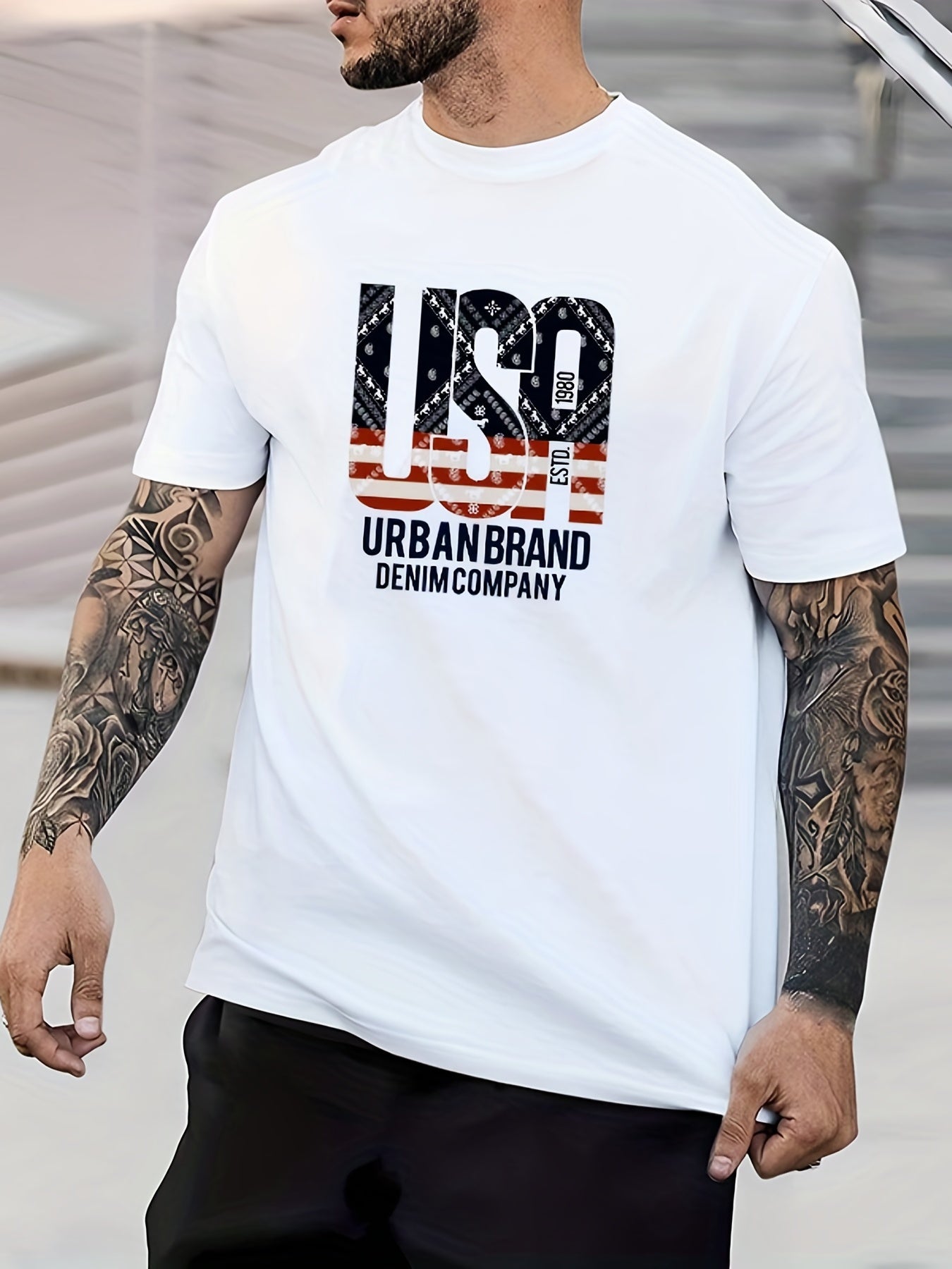 Men's Graphic Crew Neck T shirt Casual Comfy Tees for Summer