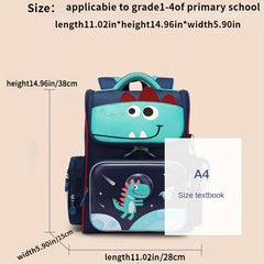 Kids 3D Cartoon Backpack Spine Protection Waterproof Backpack