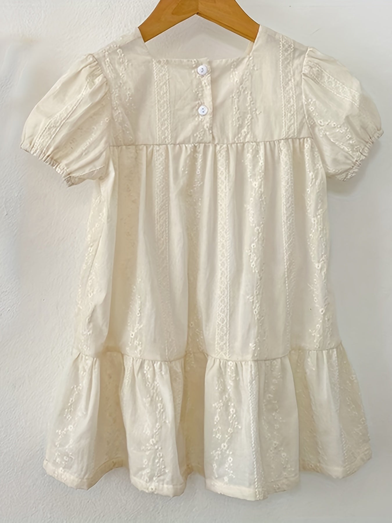 Toddler Girl Lace Jacquard Square Neck Dress Summer Sundress