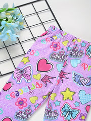 Cartoon Print Stretch Tight Pants for Little Girls