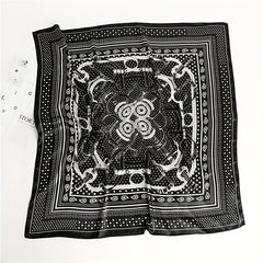 Paisley Print Square Scarf Dotted Silk Hijab Women Head Wraps Shawl