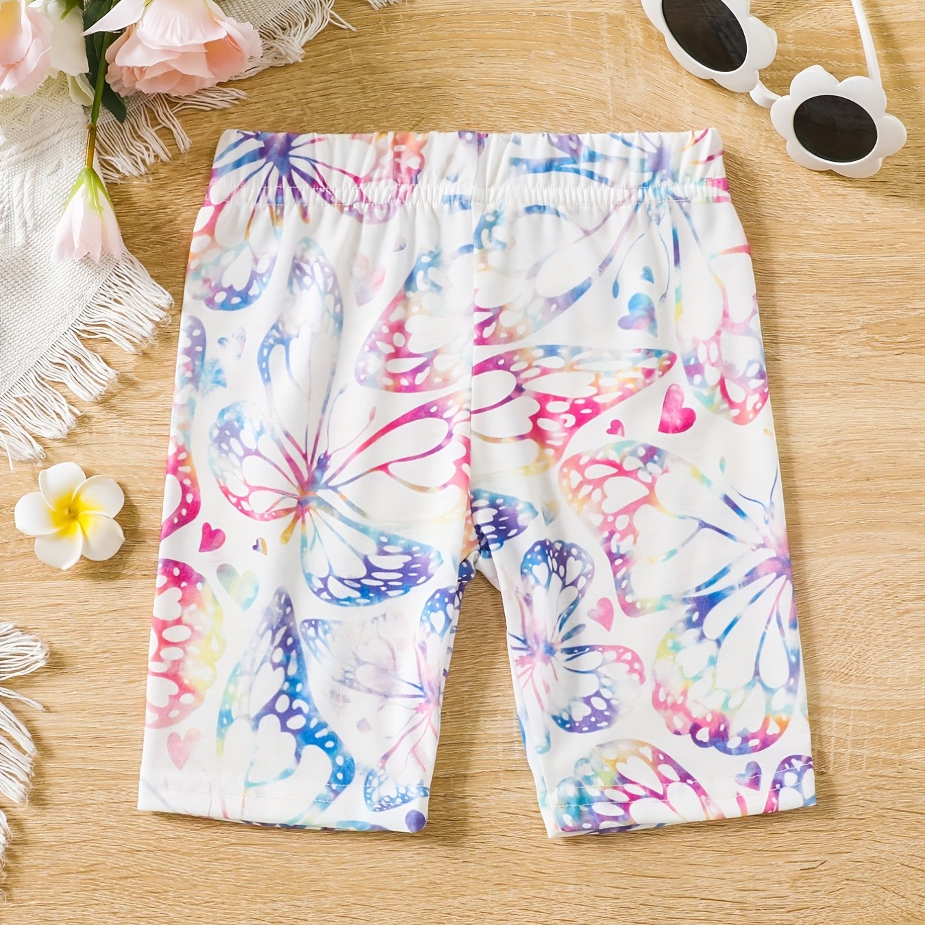 Toddler Girls Butterfly Graphic Elastic Waist Bike Shorts