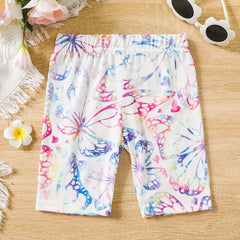 Toddler Girls Butterfly Graphic Elastic Waist Bike Shorts