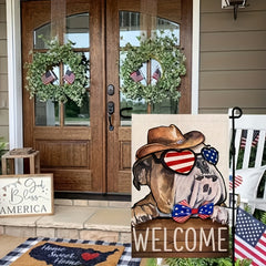 4th of July Patriotic Bulldog Garden Flag Red Stars Independence 30x45cm