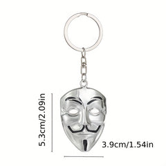Clown Mask Keychain Metal Key Ring Purse Bag Backpack Car Charm Earbud Case
