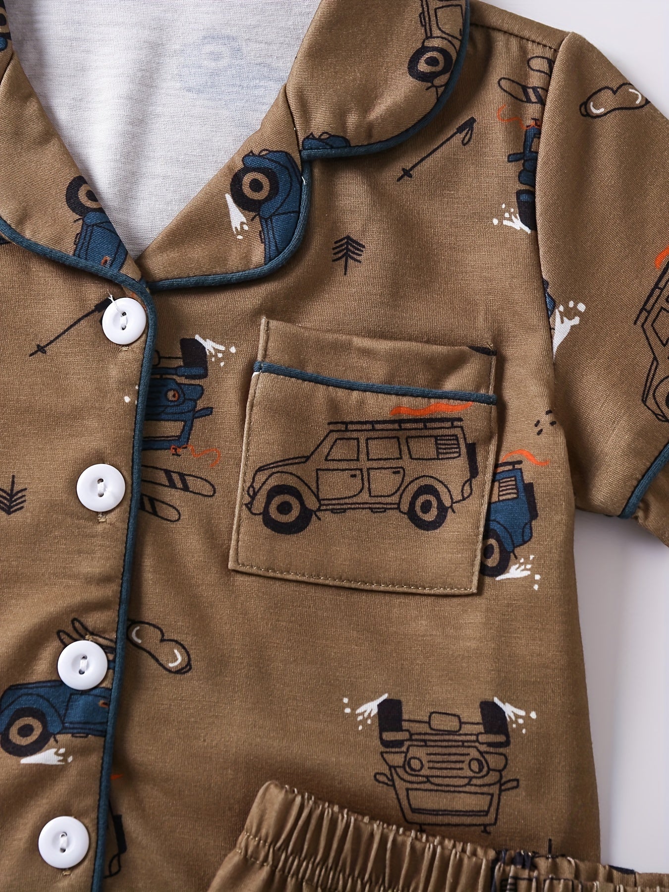 Boys 2pcs Car Print Lounge Wear Set