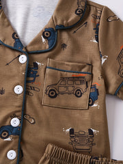 Boys 2pcs Car Print Lounge Wear Set