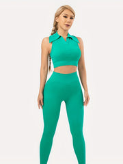 Yoga Sports Set: Crop Top & High Waist Leggings, Activewear