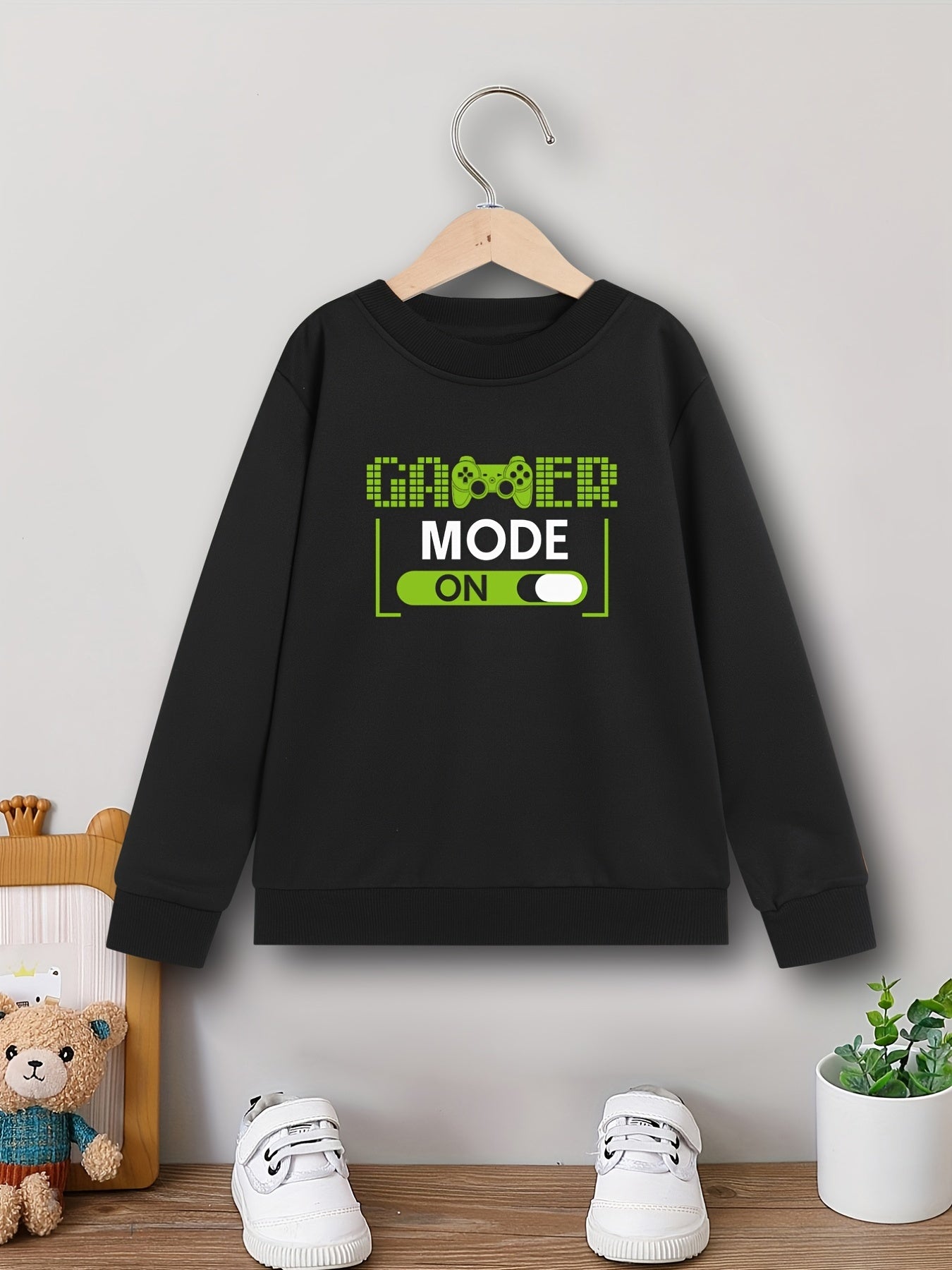 Boys Funny Gamer Sweatshirt Long Sleeve Crew Neck Top Kids Clothing