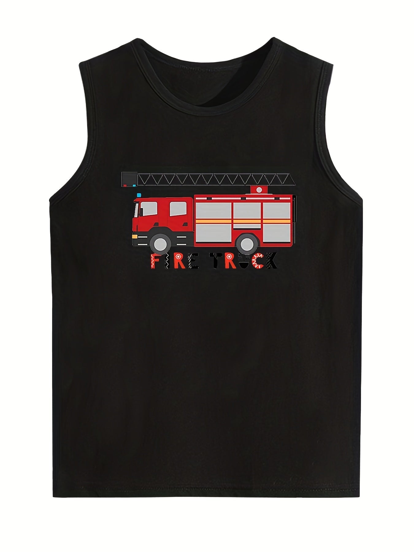 Boys Fire Truck Graphic Sleeveless Tank Top