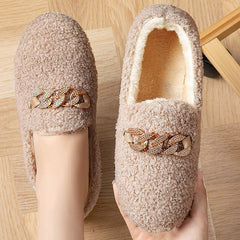 Solid Synthetic Warm Flat Shoes for Women