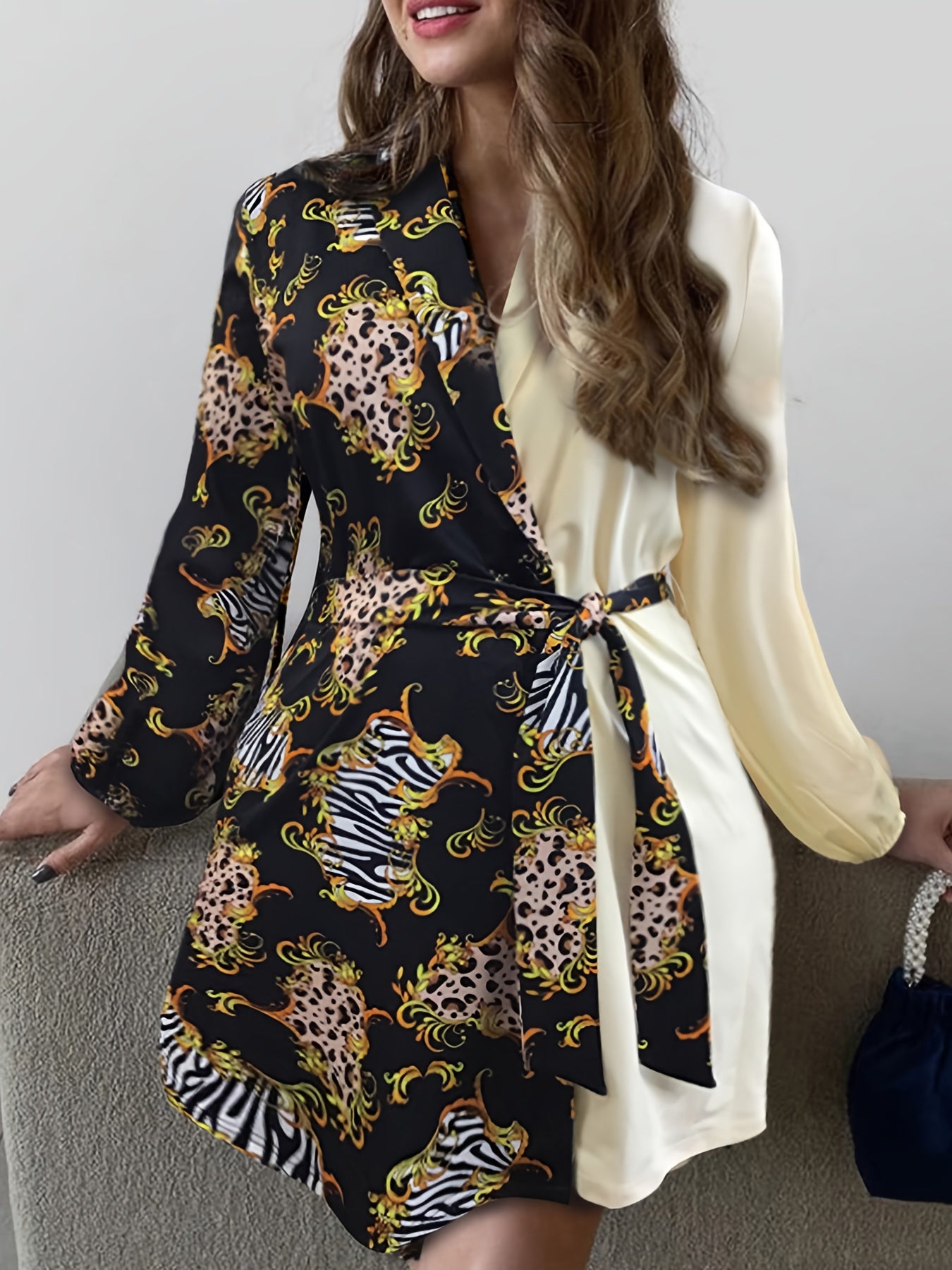 Dress Women's Plus Lapel Collar Mini Dress