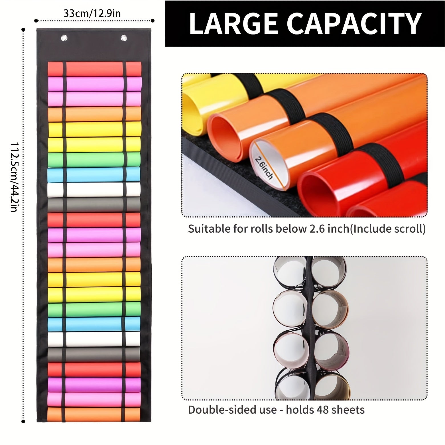 Vinyl Storage Organizer Wall Door Hanging Holds 48 Rolls