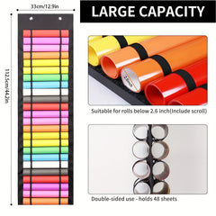 Vinyl Storage Organizer Wall Door Hanging Holds 48 Rolls