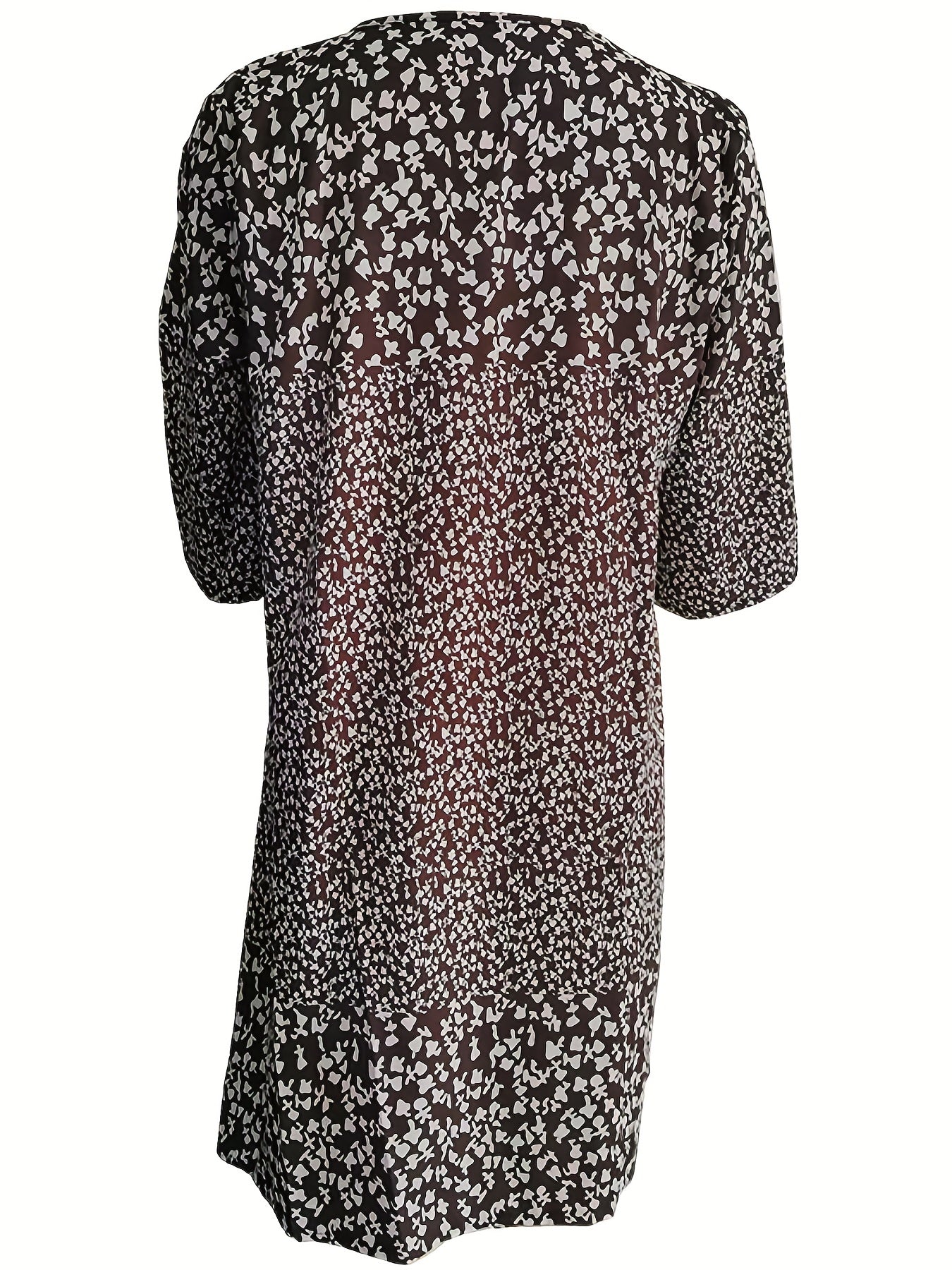 Allover Print V-Neck Half Sleeve Dress