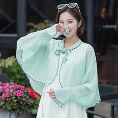 Chiffon Ruffles Sunproof Shawl UV Protection Cape