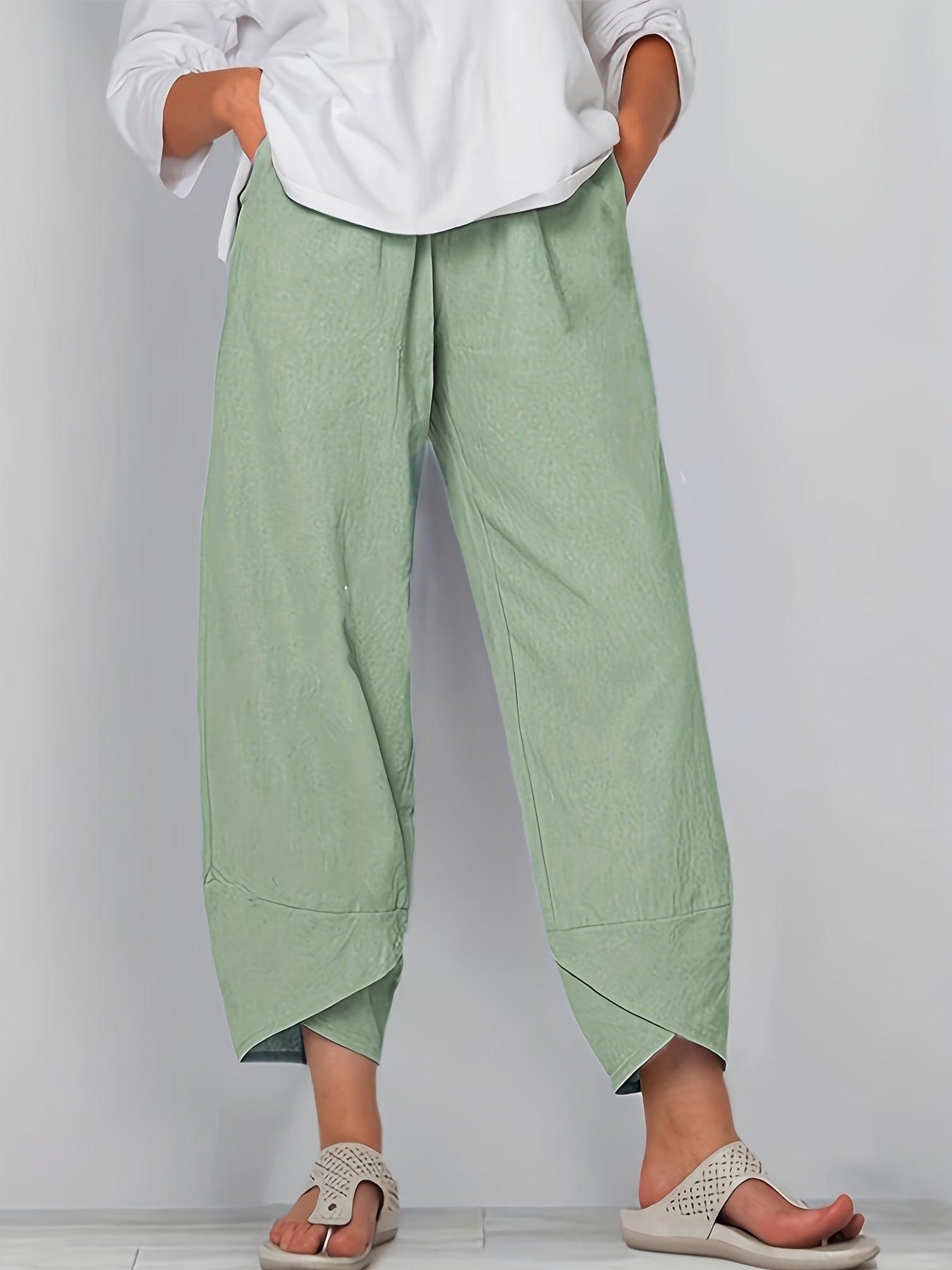 Elastic Cropped Pants Casual Loose Pants