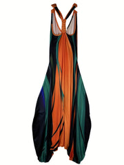 Graphic Print V Neck Jumpsuit for Women