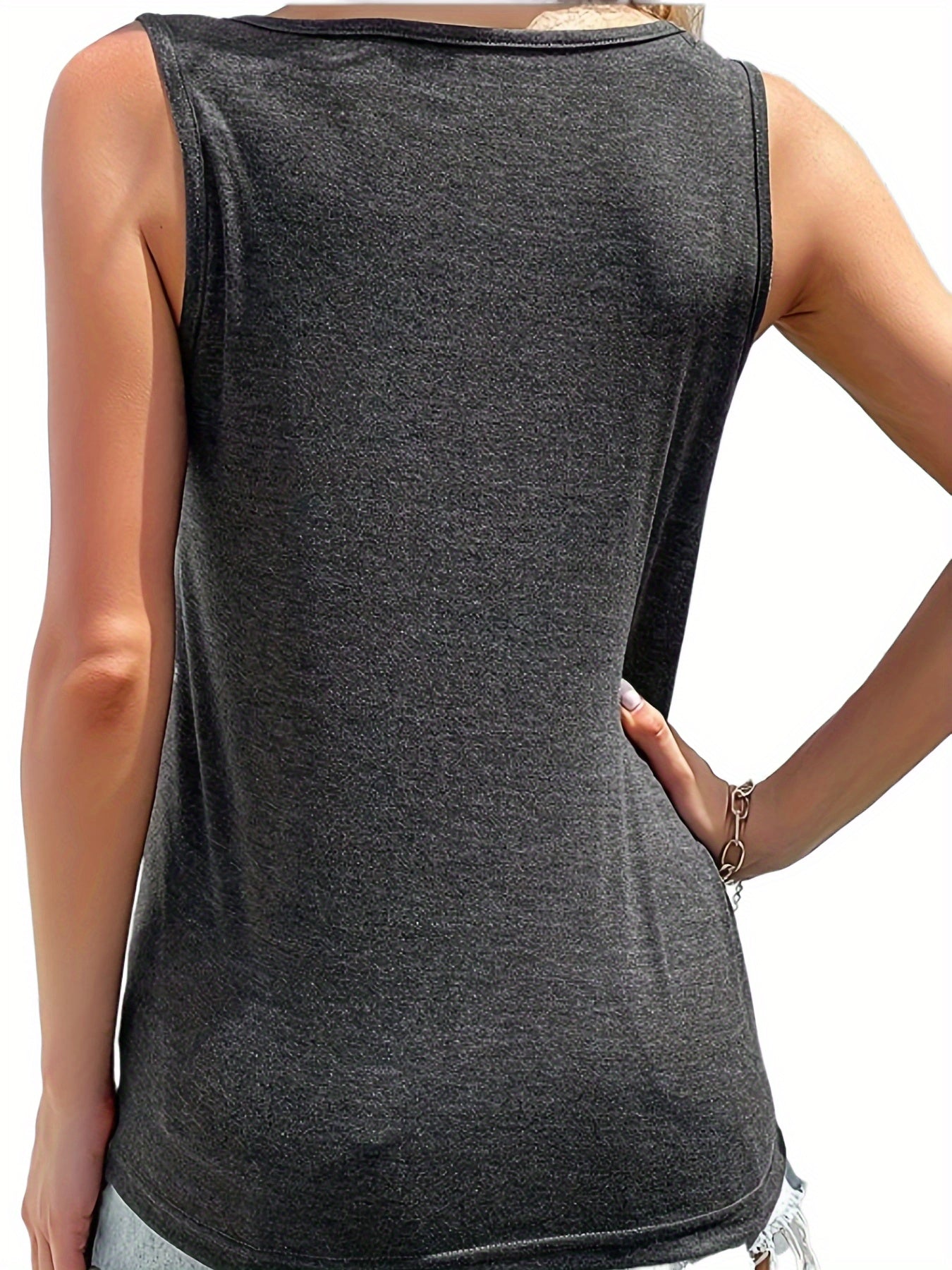 Sleeveless Button Decor Tank Top