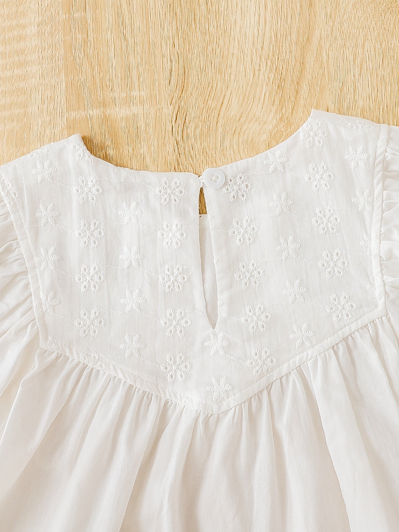 Girls Casual Puff Sleeve Flower Blouse Short Sleeve Top