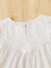 Girls Casual Puff Sleeve Flower Blouse Short Sleeve Top