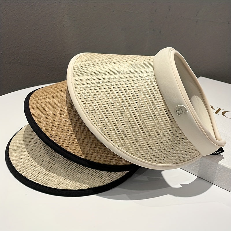Breathable Sunscreen Ponytail Straw Hats UV Protection Sun Hat For Women
