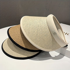 Breathable Sunscreen Ponytail Straw Hats UV Protection Sun Hat For Women