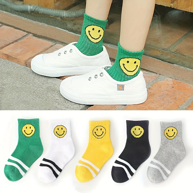 Kids Smile Face Print Socks for Spring Autumn