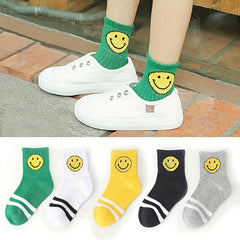 Kids Smile Face Print Socks for Spring Autumn