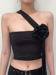 Floral Decor Summer Sleeveless Crop Top Women's Clothing