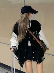 Varsity Letterman Jacket Button Up Women's Streetwear