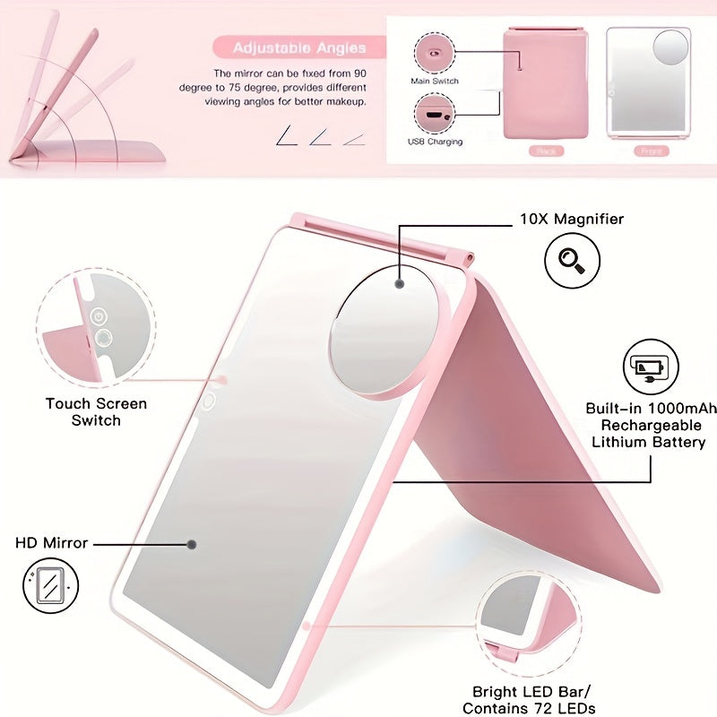 Portable Folding Mirror with 10x Magnifying Mirror