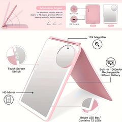 Portable Folding Mirror with 10x Magnifying Mirror