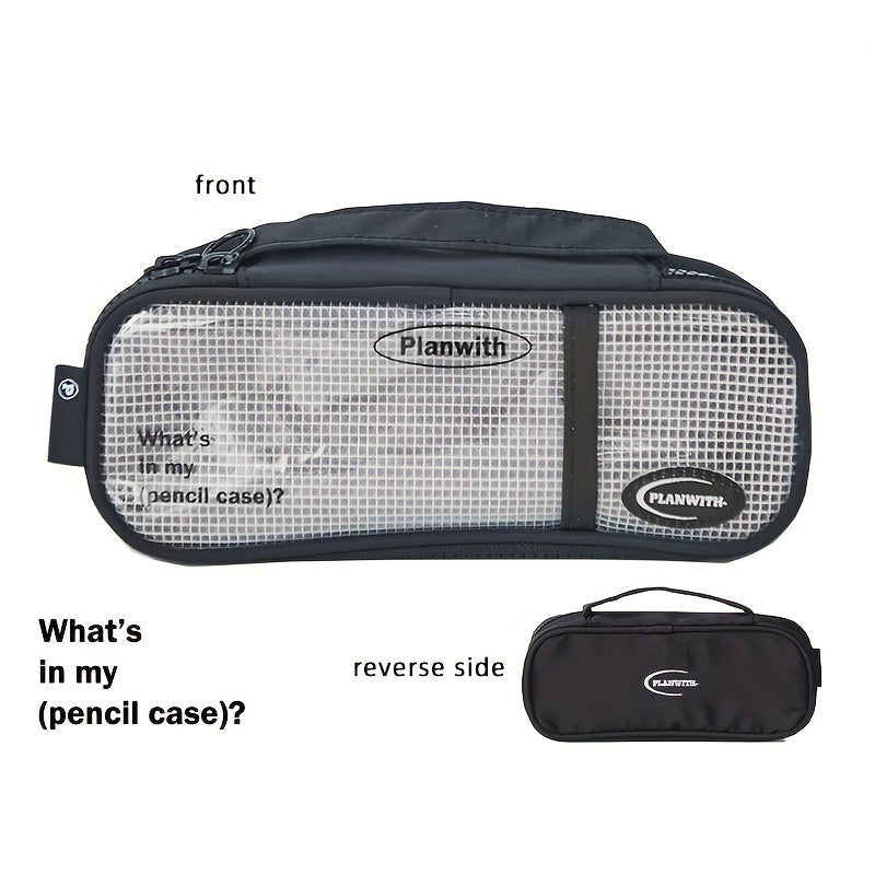 Double Sided Pencil Case Lightweight Mesh Stationery Storage Box