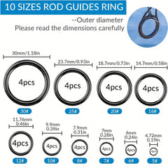 GAJING 40pcs Fishing Pole Guide Rings For Trolling Fishing