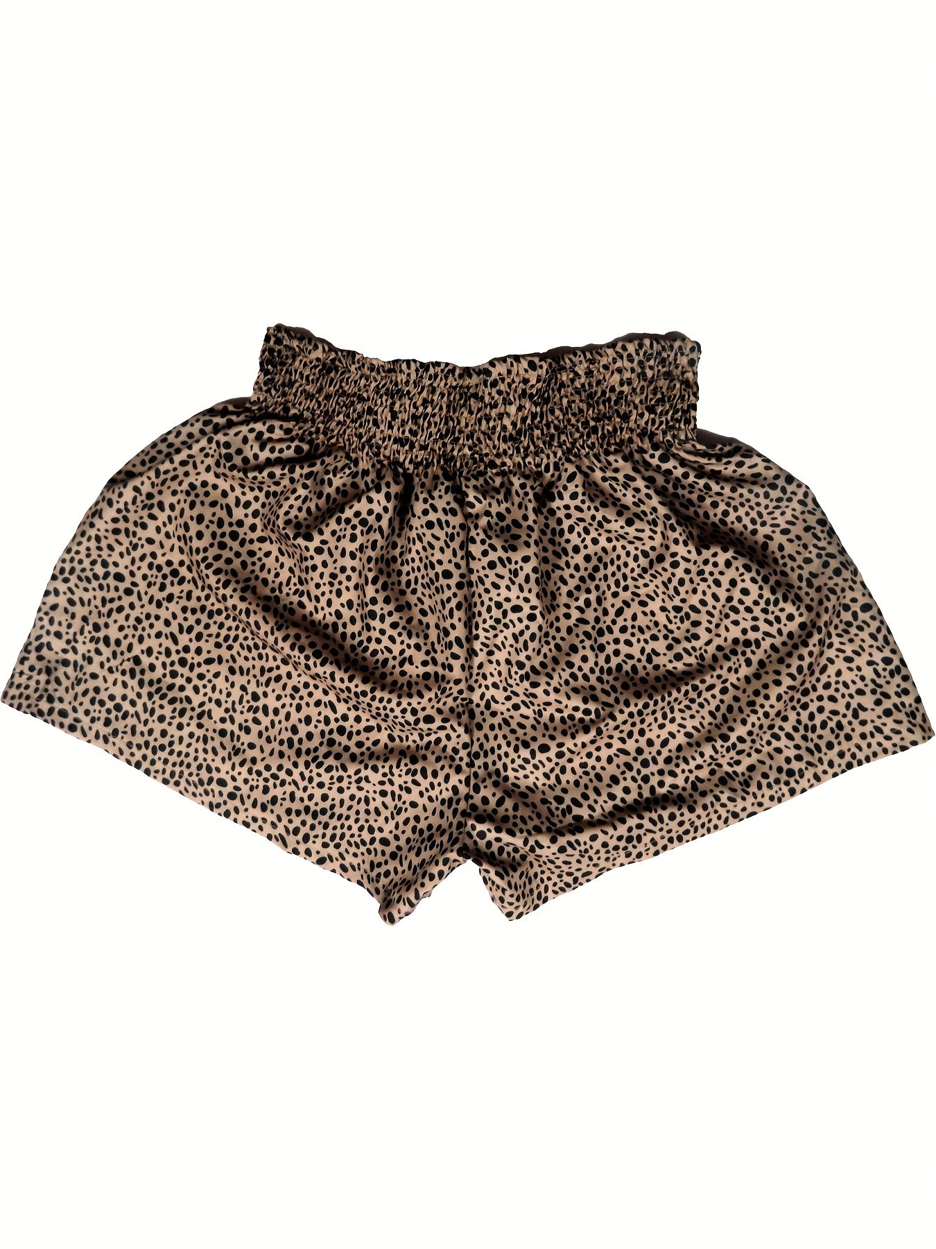 Leopard Print Shirred Waist Shorts for Women