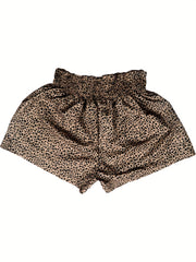 Leopard Print Shirred Waist Shorts for Women
