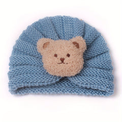 Kids Bear Head Knitted Woolen Baby Hat, 0-3 Years