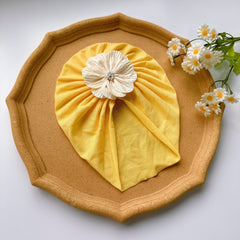 Baby Girls Soft Turban Head Wrap with Flowers - Breathable Hair Accessory