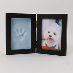 Pet Paw Print Keepsake Kit Wooden Photo Frame With Memorial Clay Imprint